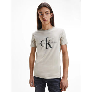 Calvin Klein pánské šedobéžové tričko - L (PBF)